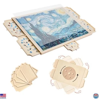 VEVOR 1500-Piece Rotating Puzzle Board with 5 Drawers & Cover - 34x25 Inch Table - Image 1 of 4