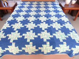Vintage Hand Sewn Feed Sack Unusual SPIRIT of ST. LOUIS ~PINWHEEL Quilt 85"x75" - Picture 1 of 21