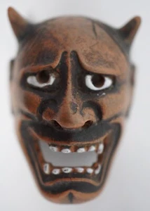 Japanese Hannya-Mask Netsuke Clay Vintage Original Signed from Japan 0125E7 - Picture 1 of 13