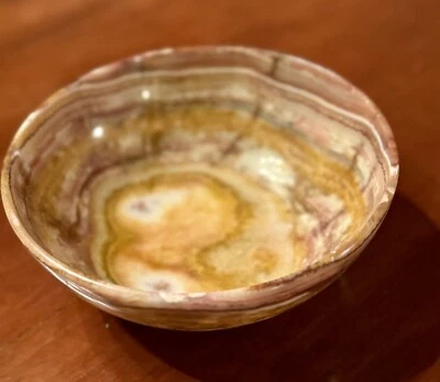 "Cuenco de ónix con bandas - 6"" tallado marrones y oxidados piedra mármol para cocina y decoración del hogar" Foto 1 de 4