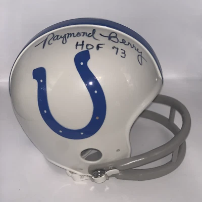 RAYMOND BERRY Autographed "HOF 73" Insc Indianapolis Colts Mini Helmet Tristar - Image 1 of 4