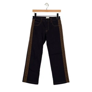 ✨Authentic Fendi FF Logo Blue Denim Jeans Pants Kids 12A Adult XS / 2 - Picture 1 of 8