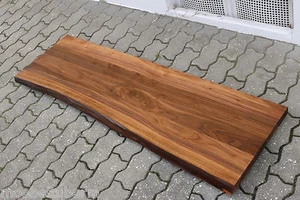 Waschtisch Tischplatte Platte Nussbaum Massiv Holz mit Baumkante NEU Leimholz - Imagen 1 de 12