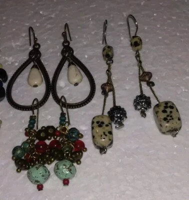 9 pares de pendientes de gancho, jaspe dálmata hematita turquesa ágata coral larimar... Foto 1 de 4