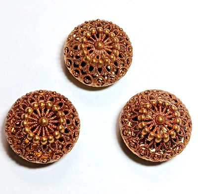 Lot of 3 Vintage LaMode Metal Dome Twinkle Button -  7/8" wide - Image 1 of 4