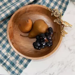 Runde Mango Holz Schüssel mit Messing Vogel Akzent - Bild 1 von 2