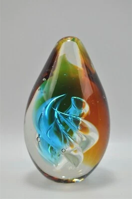 Pisapapeles lágrima vintage azul claro y marrón ámbar 5" Foto 1 de 4