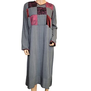Faith Celia Forrester Dress Womens Medium Mixed Media Patchwork Lace Velvet Trim - Picture 1 of 13