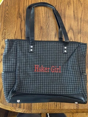 Bolso de Mano Grande Thirty One Cartera Negro Gris Pata de Gallo Hsker Niña Bordado Foto 1 de 3