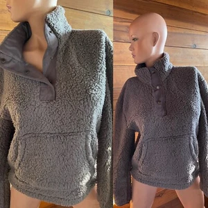 WALLFLOWER Super Plush Grey Sherpa Fleece  PULLOVER JACKET Medium - Picture 1 of 8