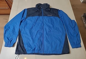 Columbia Windbreaker Men's Size 2X Blue Full Zip Roll Up Hooded Nylon Raincoat - Bild 1 von 9