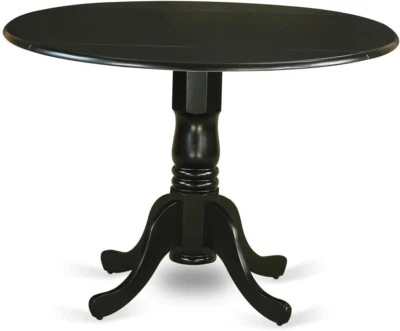 Mesa de jantar redonda preta pedestal cozinha recanto gota espaços pequenos fazenda - Imagem 1 de 4