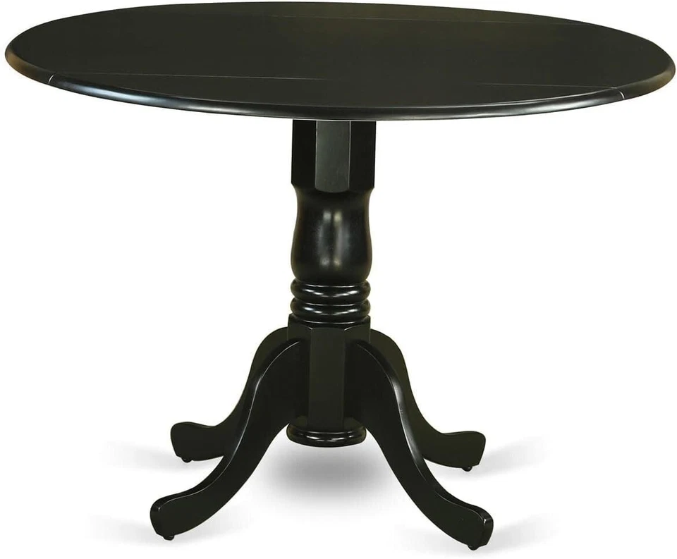 East West Furniture DLT-BLK-TP Round Table With Two 9in Drop Leaves