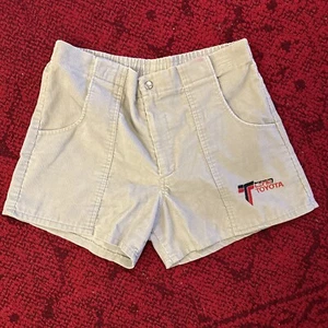 Vintage 80s TEAM TOYOTA Corduroy Grey OP Style Shorts 33 Embroidered Surf - Picture 1 of 11