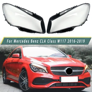 A Pair Headlight Clear Lens Cover For 2016-2019 Mercedes-Benz W117 CLA250 CLA45 - Picture 1 of 14