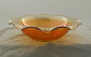 Jeannette Glass Floragold Ruffled Bowl 9" AKA Louisa Iridescent USA bfe1586 - Picture 1 of 4