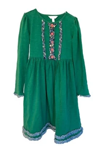 MATILDA JANE | Family Tree Twirl Dress 24046D Green w Blue Ruffles Girls. Size 6 - Picture 1 of 14