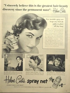 Helene Curtis Haarspray Netz Beauty Control Romantischer Look Vintage Print Werbung 1953 - Bild 1 von 2