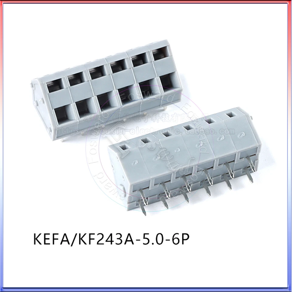 PCB Terminal Block Connector Spring Stripboard Panel PCB Mount 2in/6 Pin - Image 1 of 3