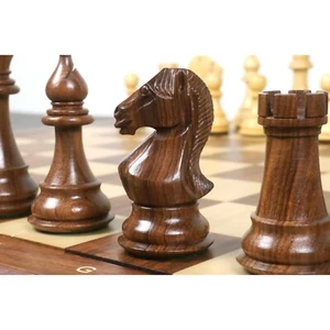 4"Majestic Series Staunton Chess Pieces Only set-Double Weighted Golden Rosewood - Picture 1 of 10