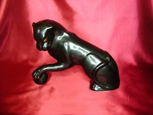 Figura de porcelana ucraniana Pantera Negra con bola Leopardo cobalto Gorodnitsa  - Imagen 1 de 7