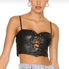 Nwt Bustier Revolve Nbd Joanna Leather Women?S Lace Up Top Black Size S