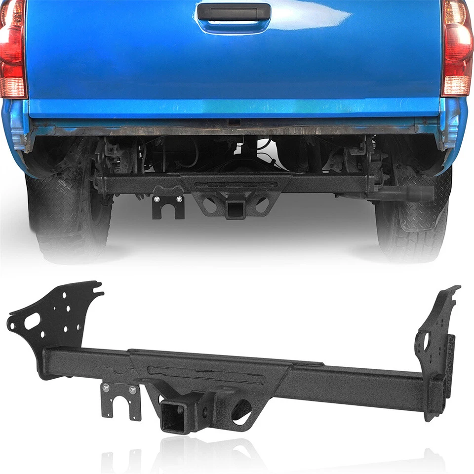 Black Rear Bumper 2 Inch Towing Hitch Receiver Class 3 Fit Toyota Tacoma 05-15