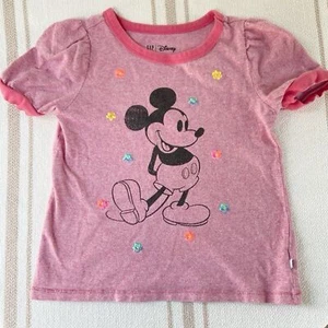 Gap Disney Kids Puff-Sleeve Graphic T-Shirt in Pink Heather Girls Size Small - Picture 1 of 10