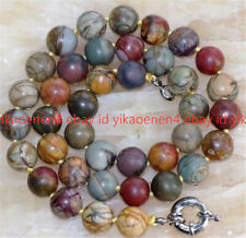 AAA Natural 8mm Multi-color Picasso Jasper Round Gemstone Beads Necklace 18"