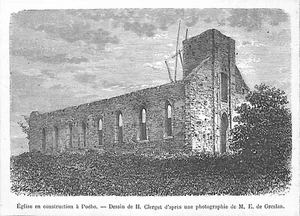 NOUVELLE-CALÉDONIE / ÉGLISE DE POUÉBO / GRAVURE ENGRAVING 1868 - Picture 1 of 1