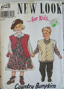 New Look 6128 Pattern Childrens Dress Top Pants Vest Size 2 3 4 5 6 7 Uncut - Picture 1 of 2