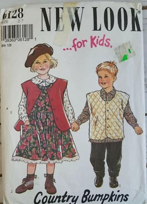 New Look 6128 Pattern Childrens Dress Top Pants Vest Size 2 3 4 5 6 7 Uncut - Image 1 of 2