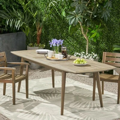 GDFSTUDIO Candance Outdoor Acacia Wood Expandable Dining Table
