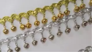 Trenza metálica con campanas borde de campana PLATA u oro 1" 2,5 cm X 1 yarda - Imagen 1 de 1