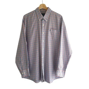 Camisa Nautica Para Hombre Azul Blanco Naranja Cuadros Calce Clásico Manga Larga Talla 17" - Imagen 1 de 11