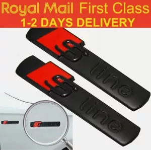 2 x Audi Decal Stickers S-Line Black MATT Badge Side Wing Emblem Fender TT RS - Picture 1 of 7