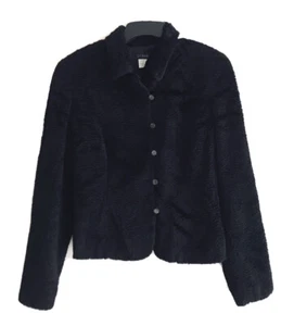 Blazer de felpa J Crew para mujer talla 2 negro botón delantero manga larga cuello - Imagen 1 de 8