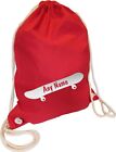 Skateboard Print Personalised RED Kids Childs COTTON School Sports Gym PE Bag