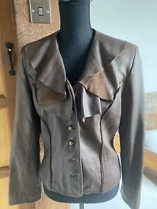 Dom & Ruby Designer Ladies Brown Leather Jacket. VGC. Size UK 8.  RRP £699.