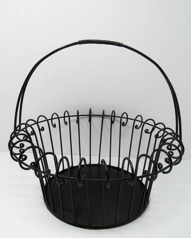 Vintage Pier 1 Imports - Decorative Wrought Iron Black Metal Wire Basket Cover