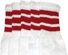 14  KIDS WHITE tube socks with RED stripes style 1 14-1 