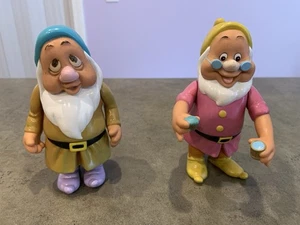 Vintage Disney Snow White Seven Dwarfs 6” Vinyl Plastic Sleepy & Doc - Picture 1 of 13