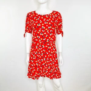 Faithfull The Brand Minikleid rot Blumen Größe S Kurzarm Freizeit Sommer - Bild 1 von 7