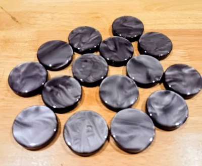 Artistic Pearlized Large 1.75 Inch Black Tournament Grade Backgammon Checkers - Image 1 of 3