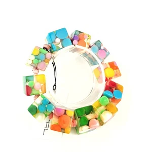 Sobral Petit Boules Popinho Multicolor Polka Dots Cube Beads Stretch Bracelet - Picture 1 of 6