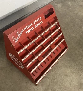 USED METAL COUNTER DISPLAY FOR DRILLS DRILL BITS - NEW PROCESS HIGH SPEED DRILLS - Picture 1 of 11
