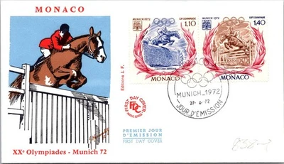 摩纳哥 SC# 838-9 FDC 1972 XX 奥林匹克运动会 慕尼黑 72 - A02454 — 第 1/2 张图片