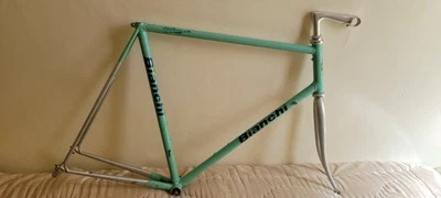 Vintage Bianchi 61cm Lugged Steel Frame Fork Cinelli Stem Dura-Ace HS Campy Tips - Image 1 of 4