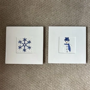 "2 cajas y barriles de cerámica Stefani copo de nieve remache hecho en Italia cerámica 8""x 8""" - Imagen 1 de 4