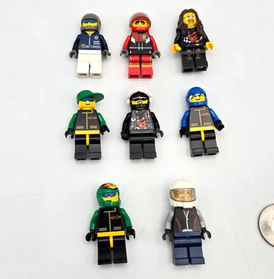 LEGO CITY Town Minifigure Extreme Team Lot x8 Stunt Pilot Driver Max Alexis Rex - Image 1 of 4